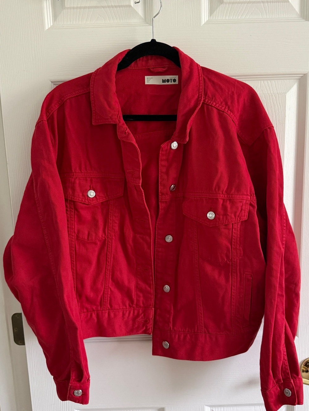 Topshop Bold Red Denim Jacket